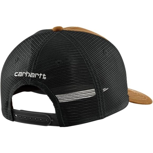 Men's Carhartt Brown 100% Cotton Canvas Mesh-Back Workwear Patch Cap - Picture 2 of 2